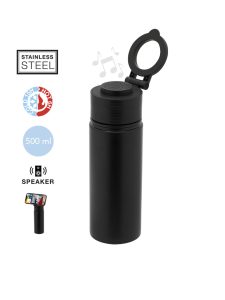 botella promocional térmica con altavoz y soporte para smartphone