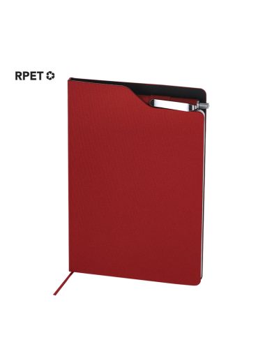 Libreta promocional roja con porta lapiceros