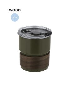 Vaso promocional con agarradera de madera