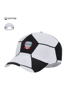 Gorra publicitaria con diseño de bola de futbol