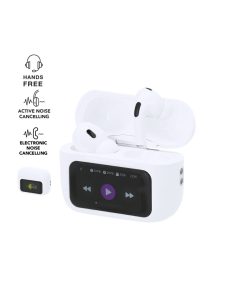Audifonos publicitarios con pantalla táctil. y ENC (Electronic Noise Cancellation)