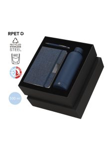 Set de oficina con libreta, lapicero y botella térmica